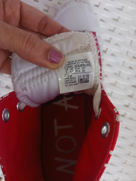 Converse "Not A Chuck" Big Kid letters Printed Red High Top Sneakers - Picture 8 of 13